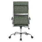 Silla de oficina de piel de respaldo alto acanalado Benmar - Silla ejecutiva moderna giratoria e inclinable para escritorio - Base cromada