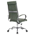 Silla de oficina de piel de respaldo alto acanalado Benmar - Silla ejecutiva moderna giratoria e inclinable para escritorio - Base cromada