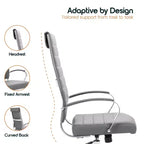 Silla de oficina de piel de respaldo alto acanalado Benmar - Silla ejecutiva moderna giratoria e inclinable para escritorio - Base cromada