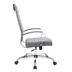 Silla de oficina de piel de respaldo alto acanalado Benmar - Silla ejecutiva moderna giratoria e inclinable para escritorio - Base cromada