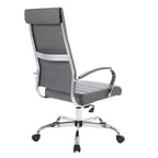 Silla de oficina de piel de respaldo alto acanalado Benmar - Silla ejecutiva moderna giratoria e inclinable para escritorio - Base cromada