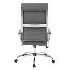 Silla de oficina de piel de respaldo alto acanalado Benmar - Silla ejecutiva moderna giratoria e inclinable para escritorio - Base cromada