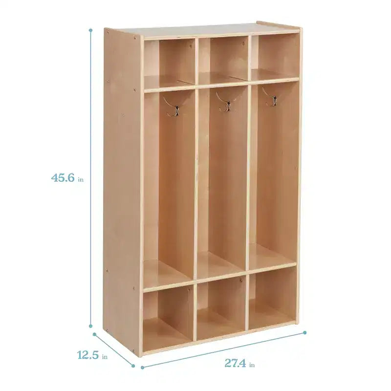 Perchero de 3 secciones Streamline con compartimentos de almacenamiento, muebles para aulas