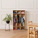 Perchero de 3 secciones Streamline con compartimentos de almacenamiento, muebles para aulas