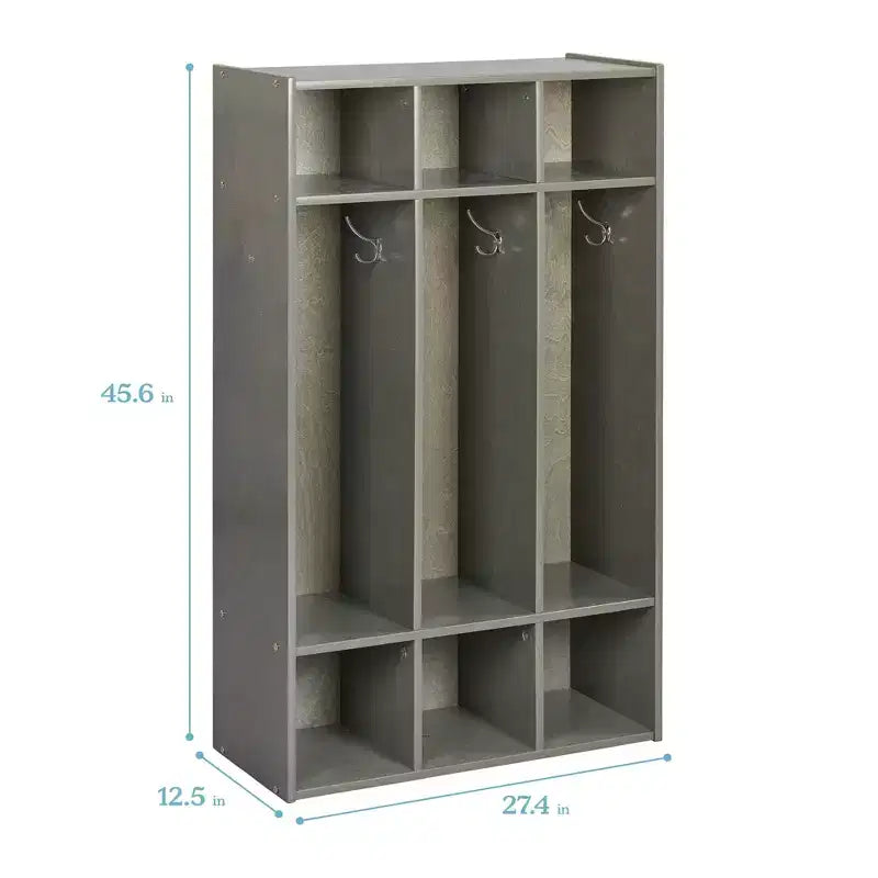 Perchero de 3 secciones Streamline con compartimentos de almacenamiento, muebles para aulas