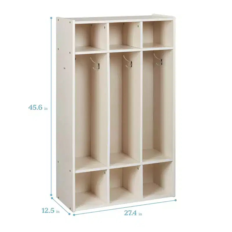 Perchero de 3 secciones Streamline con compartimentos de almacenamiento, muebles para aulas
