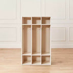 Perchero de 3 secciones Streamline con compartimentos de almacenamiento, muebles para aulas