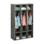 Perchero de 3 secciones Streamline con compartimentos de almacenamiento, muebles para aulas