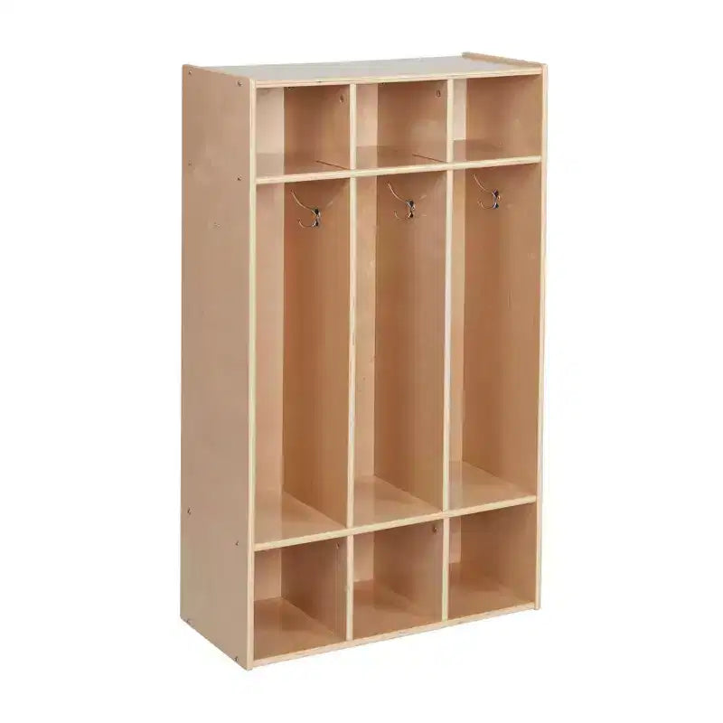 Perchero de 3 secciones Streamline con compartimentos de almacenamiento, muebles para aulas
