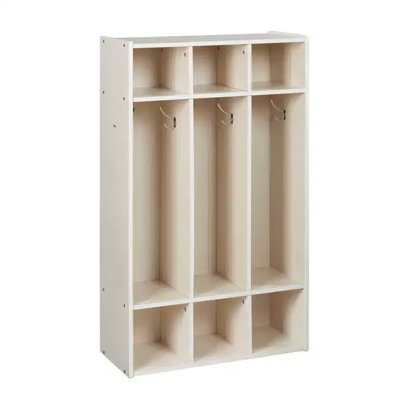 Perchero de 3 secciones Streamline con compartimentos de almacenamiento, muebles para aulas