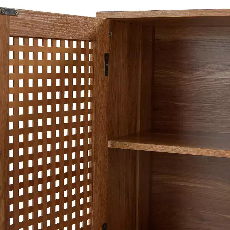 Alexis, mueble auxiliar de 3 puertas con celosía y aparador de almacenamiento