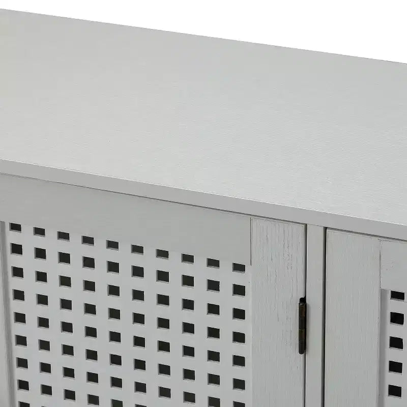 Alexis, mueble auxiliar de 3 puertas con celosía y aparador de almacenamiento