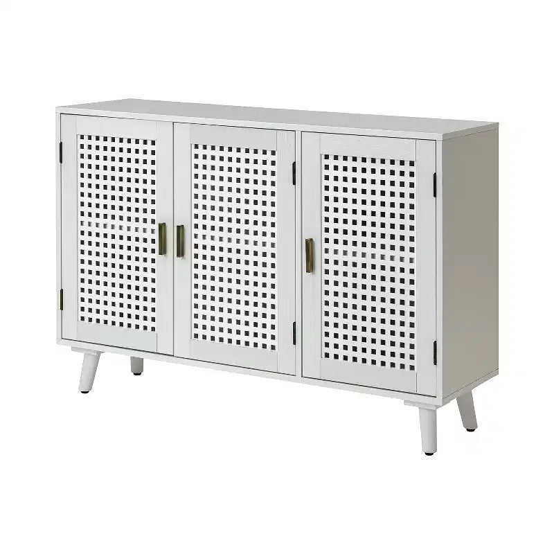 Alexis 3-Door Accent Cabinet with Lattice Doors Storage Sideboard| HULALA HOME